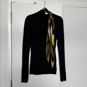 Emilio Pucci NWOT black turtleneck with built in scarf